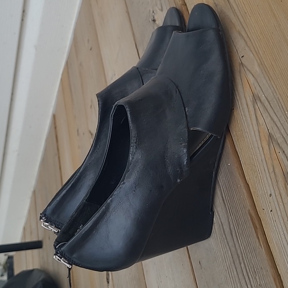 Black wedge open-toe Madeline Martha shoe - size 9 - Picture 4 of 8